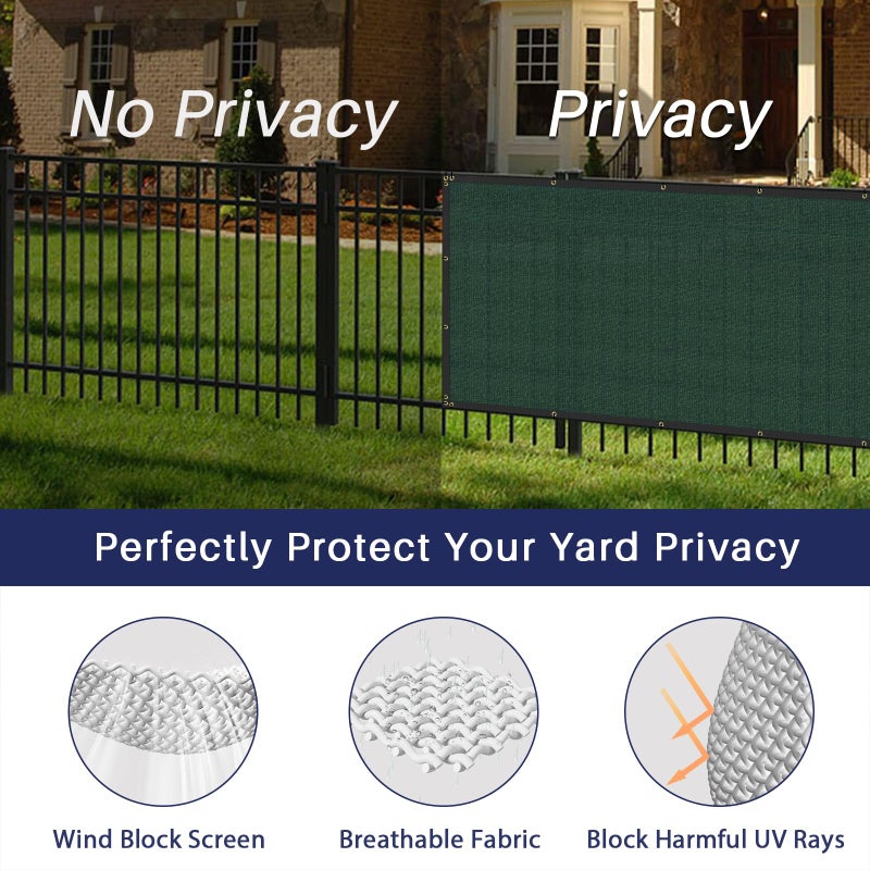 Windscreen4less Privacy Fence Screen 6'x50' Heavy Duty Windscreen Fencing Mesh Fabric Shade Cover for Outdoor Wall Garden Yard Pool Deck, Green - Image 3